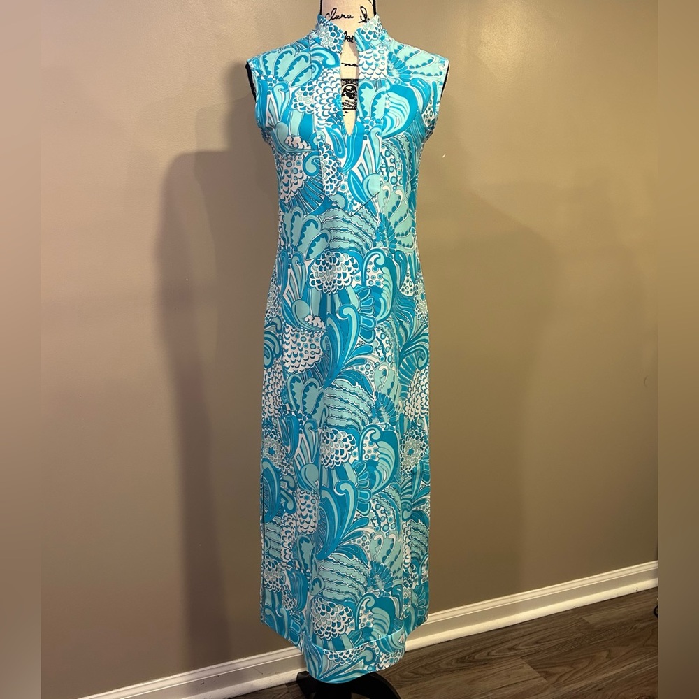 Jude Connally Turquoise & White Printed Midi Dress - Picture 12 of 16